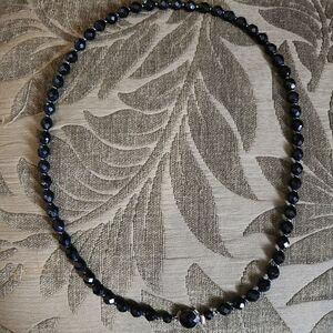 Vintage Black Glass Beaded Necklace